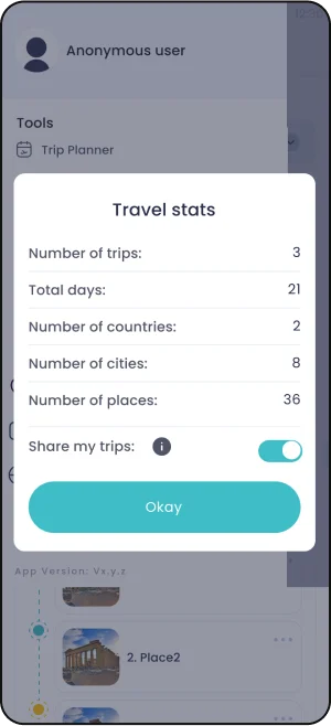TripTrop itinerary app screens on mobile