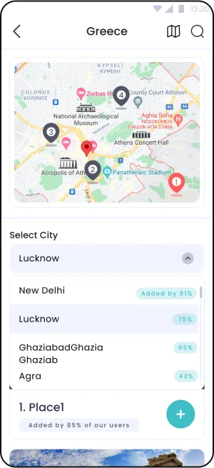 TripTrop itinerary app screens on mobile